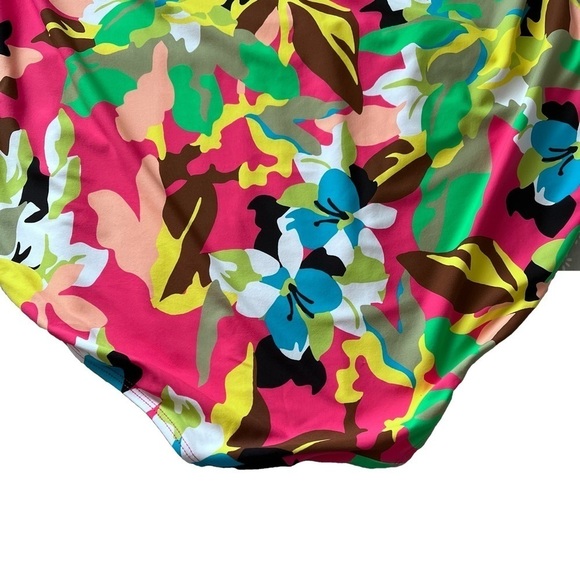 Anne Cole High Neck Key Hole Ruffled Straps One Piece Swimsuit Cabana Pa… - Picture 8 of 15